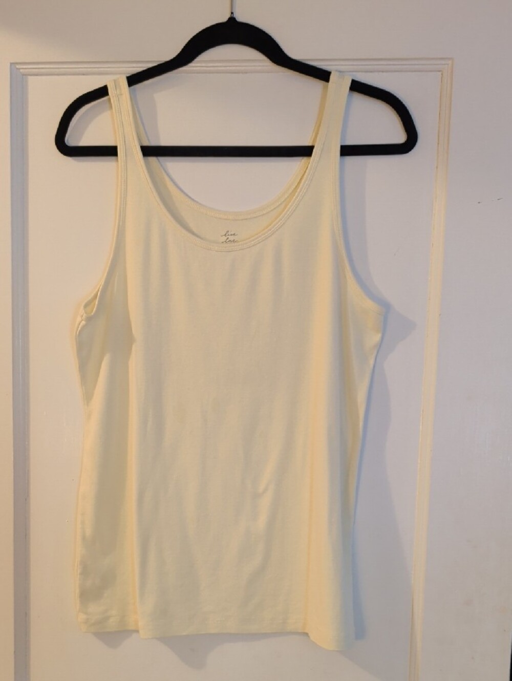 LOFT Light Yellow Scoop Neck 100% Cotton Tank Top, Sz XL